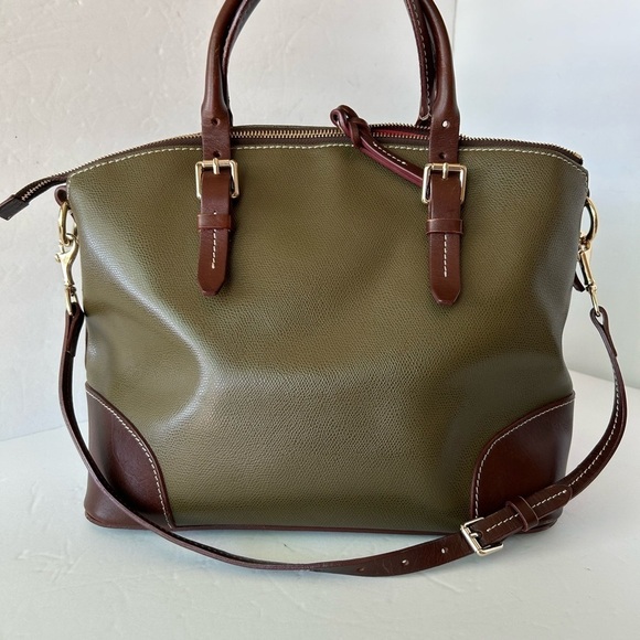 Dooney & Bourke Olive and Chocolate Satchel - Picture 4 of 13